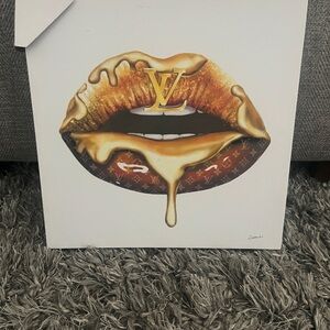 Louis Vuitton Gold Drip Lips Wall Art